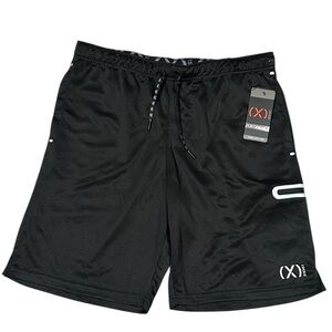 2XIST Men’s Athletic Shorts Black Logo Drawstring L New